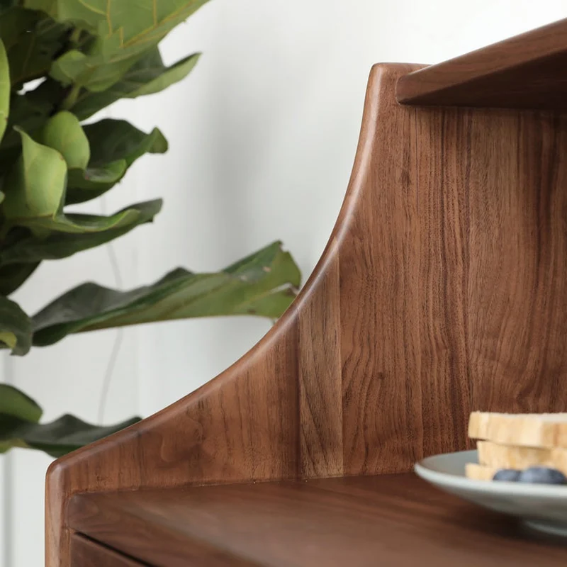 Cascade Long Open Space Natural Walnut Wood Kitchen Cabinets