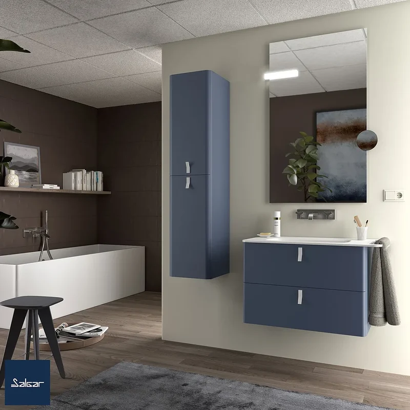 Mueble de Baño Suspendido con Lavabo y 2 Cajones Salgar Uniiq 80 cm