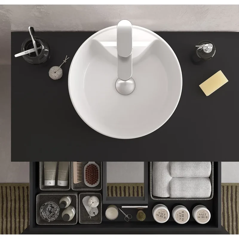 Mueble de Baño con Lavabo Salgar Bequia 140 cm Negro Mate