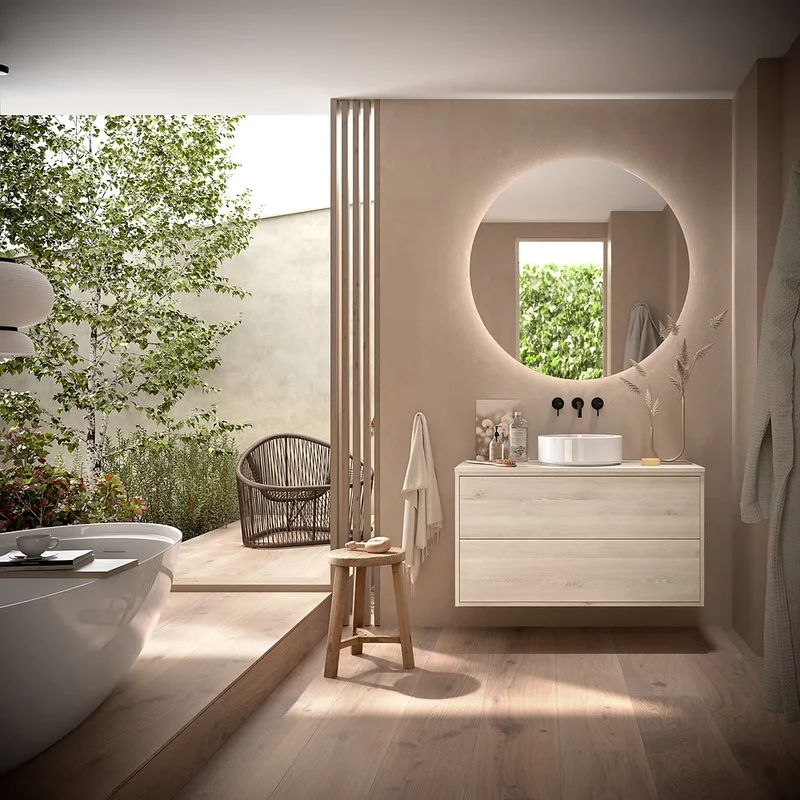 Mueble de Baño con Encimera y 3 Cajones Salgar Optimus Roble Natural