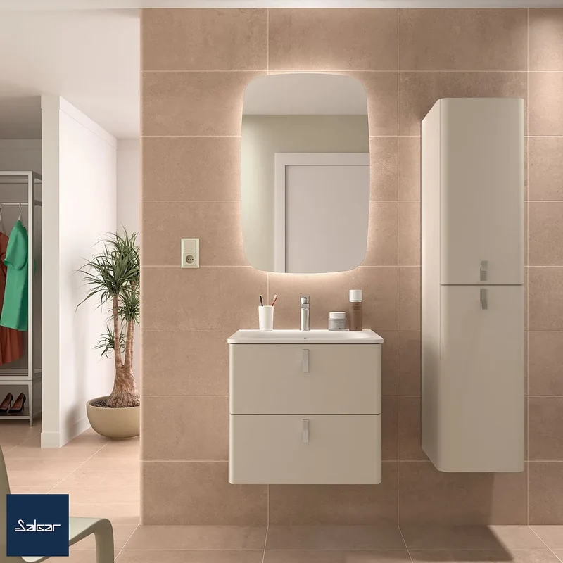 Mueble de Baño Suspendido con Lavabo y 2 Cajones Salgar Uniiq 60 cm