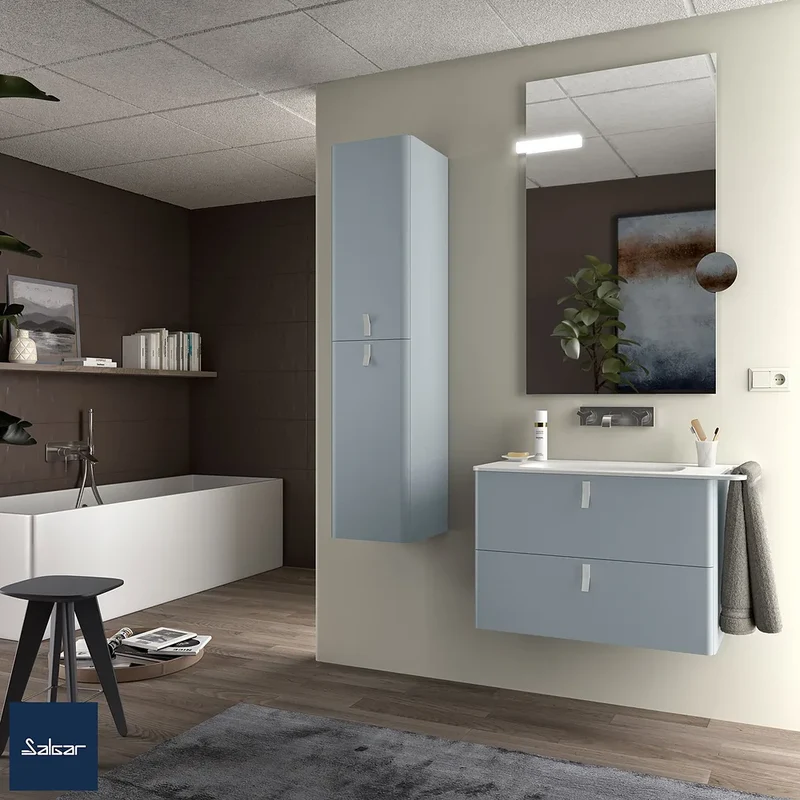 Mueble de Baño Suspendido con Lavabo y 2 Cajones Salgar Uniiq 80 cm