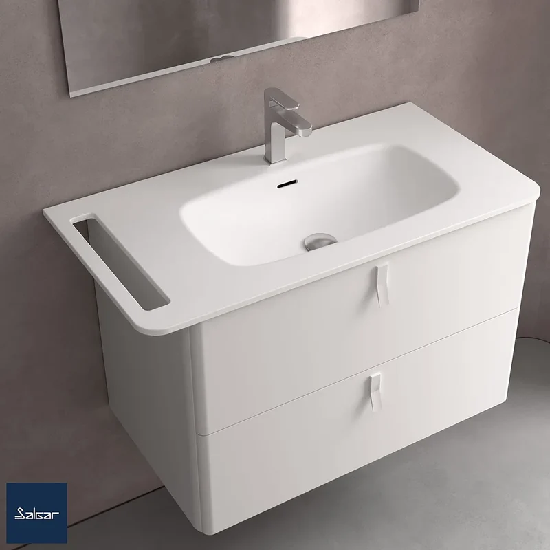 Mueble de Baño Suspendido con Lavabo y 2 Cajones Salgar Uniiq 80 cm