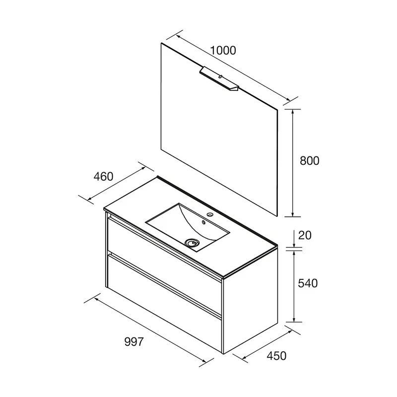 Mueble de Baño con Lavabo y 2 Cajones Salgar Noja