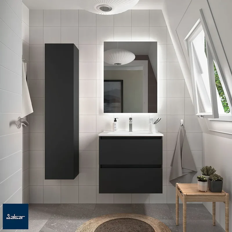 Mueble de Baño Suspendido con Lavabo Salgar Bequia Negro Mate