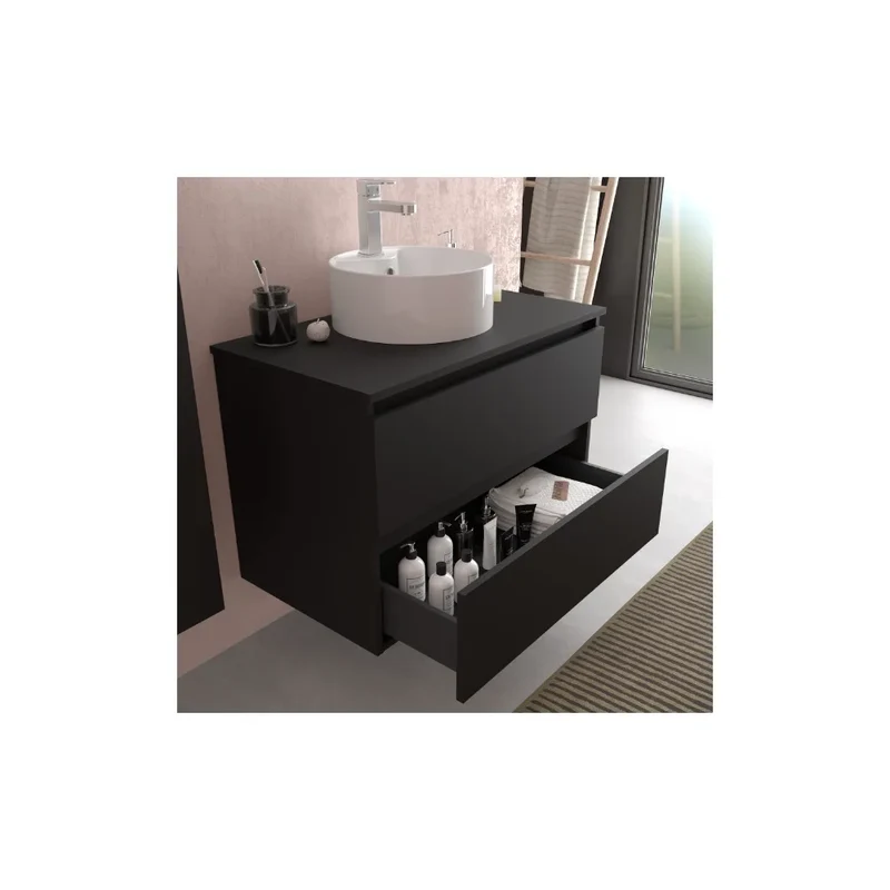 Mueble de Baño Suspendido con Lavabo Salgar Bequia Negro Mate