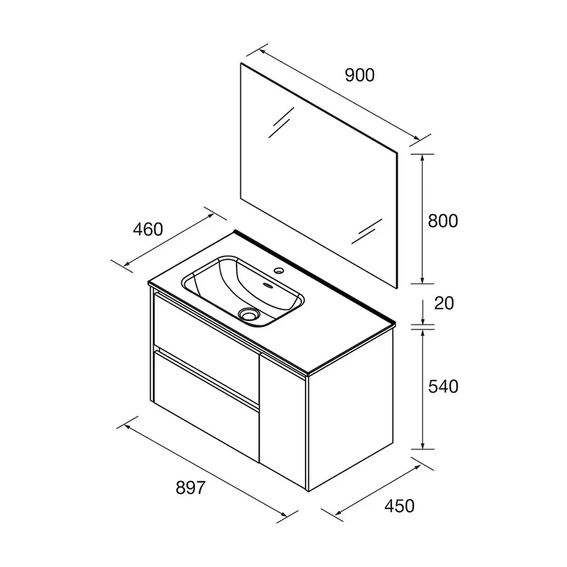 Lavabo de Baño Salgar Noja 90 cm Blanco Brillo
