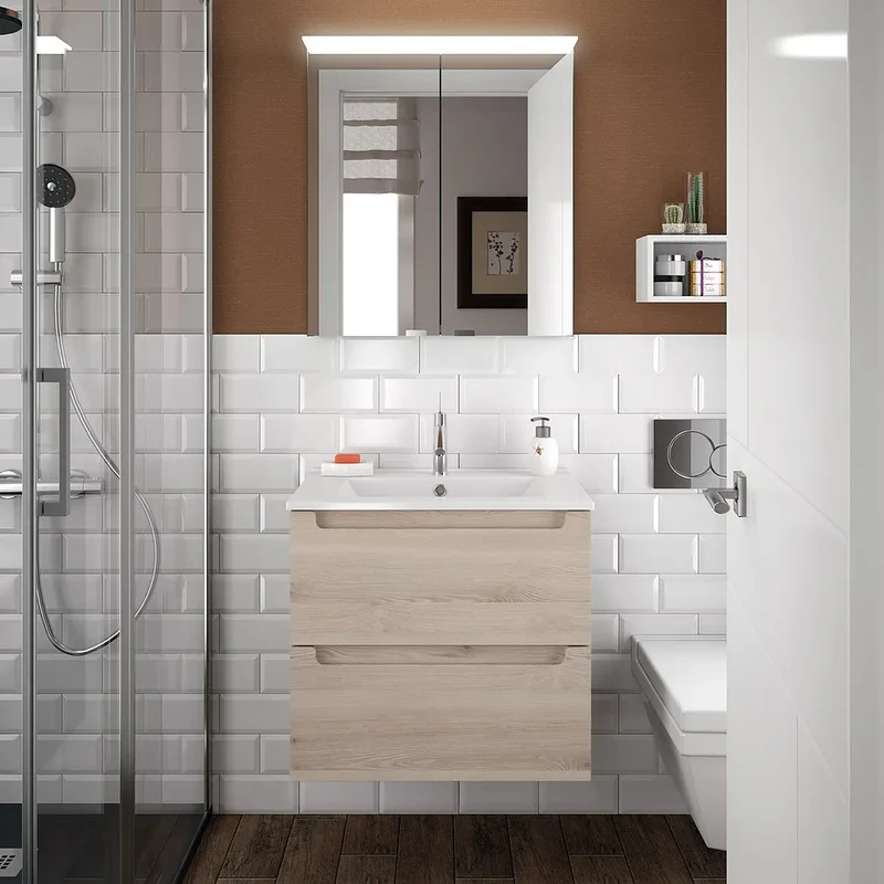 Mueble de Baño 2 Cajones Salgar Monterrey 60 cm Roble Natural