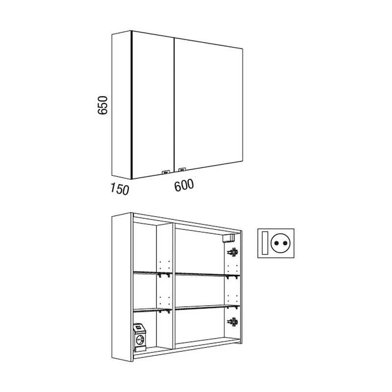Mueble de Baño 2 Cajones Salgar Monterrey 60 cm Roble Natural