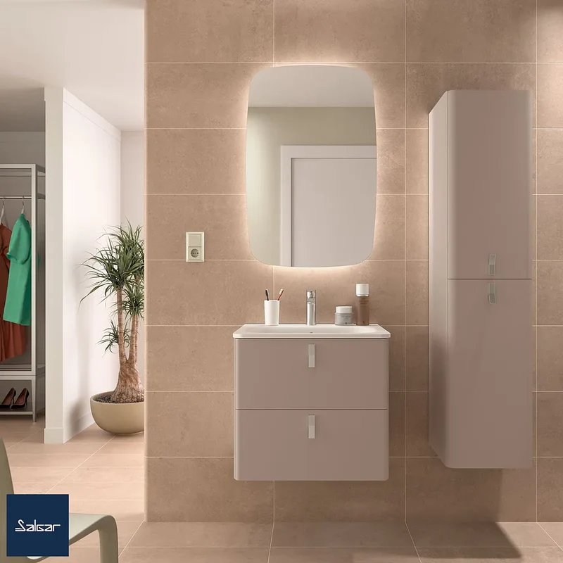Mueble de Baño Suspendido con Lavabo y 2 Cajones Salgar Uniiq 60 cm