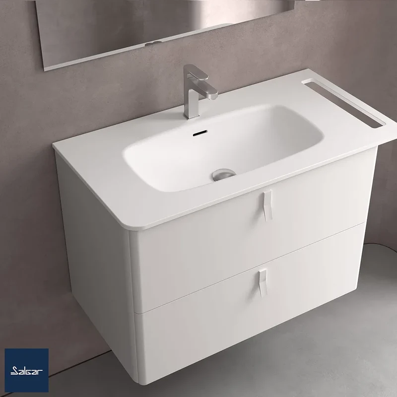 Mueble de Baño Suspendido con Lavabo y 2 Cajones Salgar Uniiq 80 cm