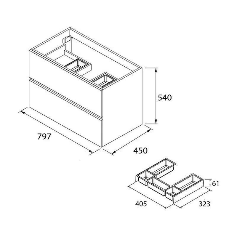Mueble de Baño con Lavabo y 2 Cajones Salgar Spirit