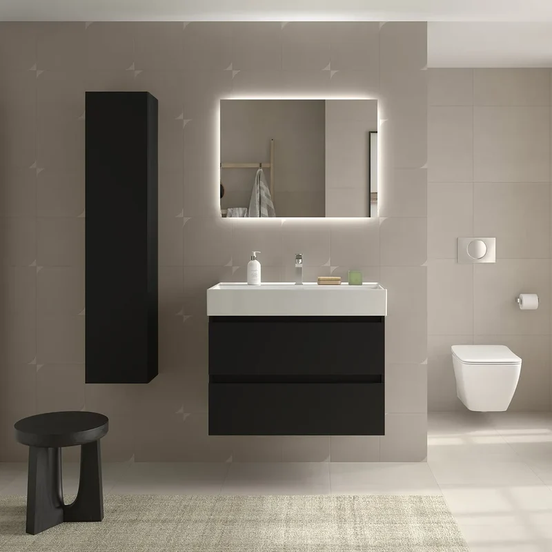 Mueble de Baño con Encimera Salgar Bequia 100 cm Negro Mate