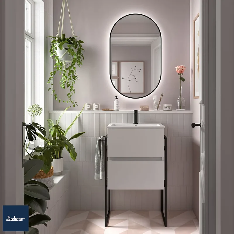 Mueble de Baño Suspendido con Lavabo y 2 Cajones Salgar Fussion Line Blanco Mate