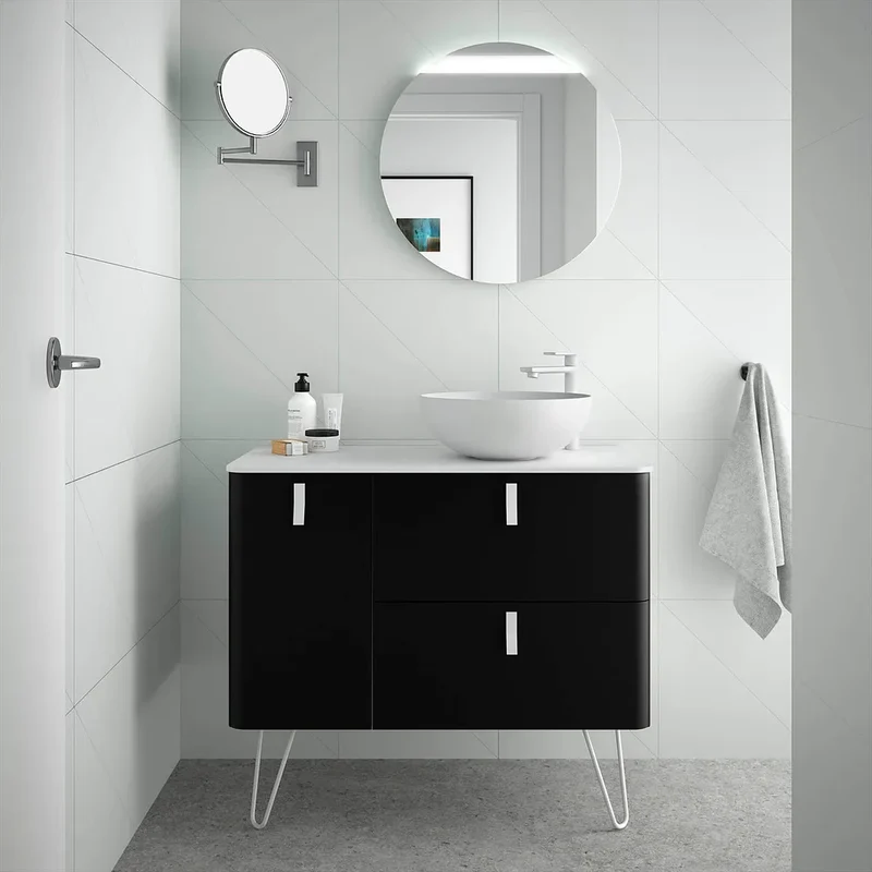Mueble de Baño con Patas Lavabo sobre Encimera Salgar Uniiq 120 cm Negro Mate
