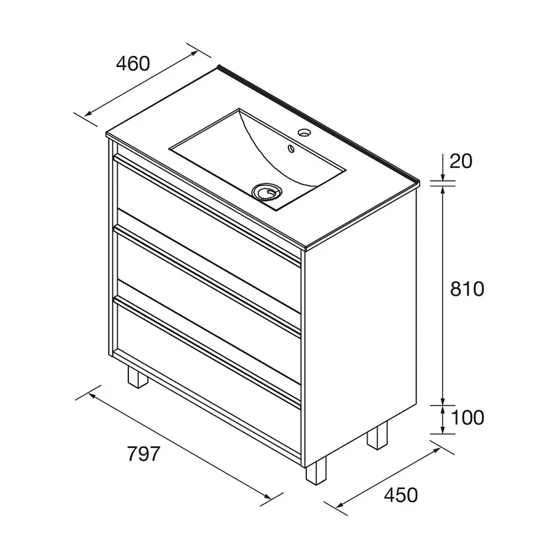 Mueble de Baño con Lavabo Salgar Attila