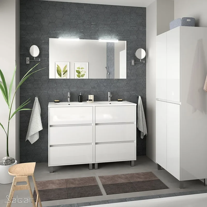Mueble de Baño con Lavabo Salgar Noja Blanco Brillo