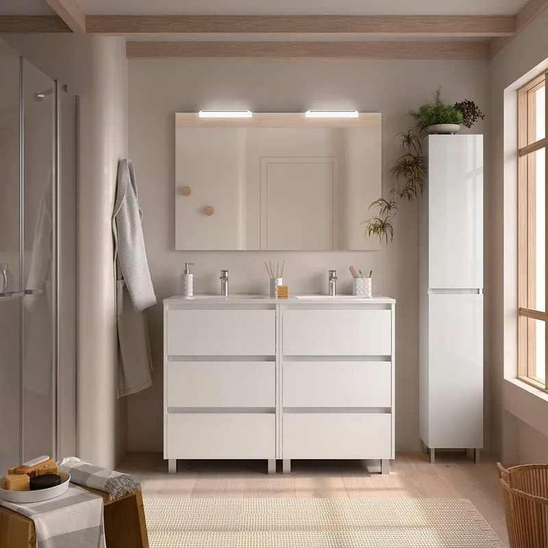 Mueble de Baño con Lavabo Salgar Noja Blanco Brillo