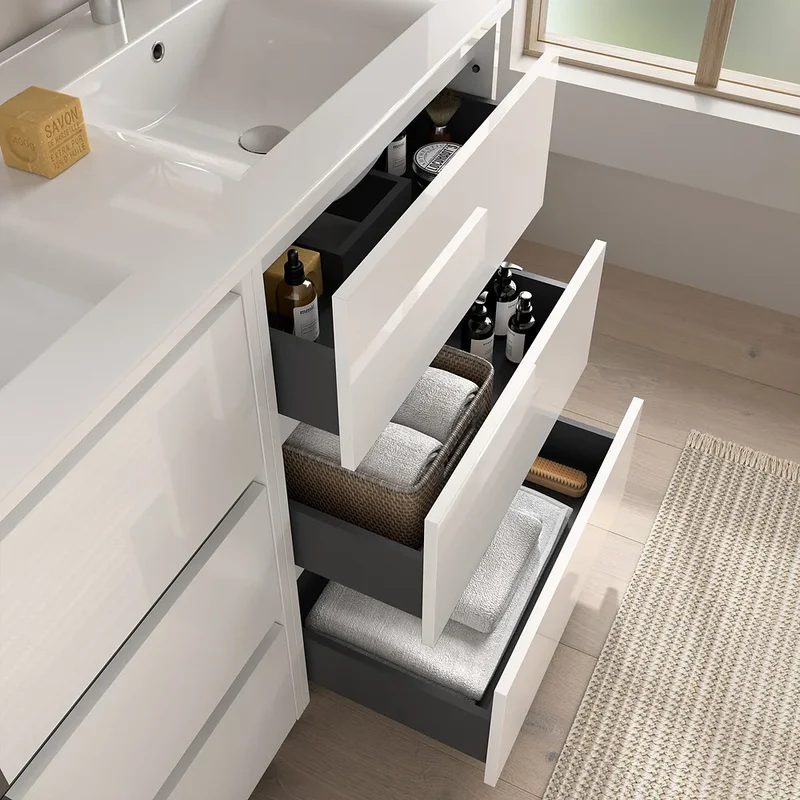 Mueble de Baño con Lavabo Salgar Noja Blanco Brillo