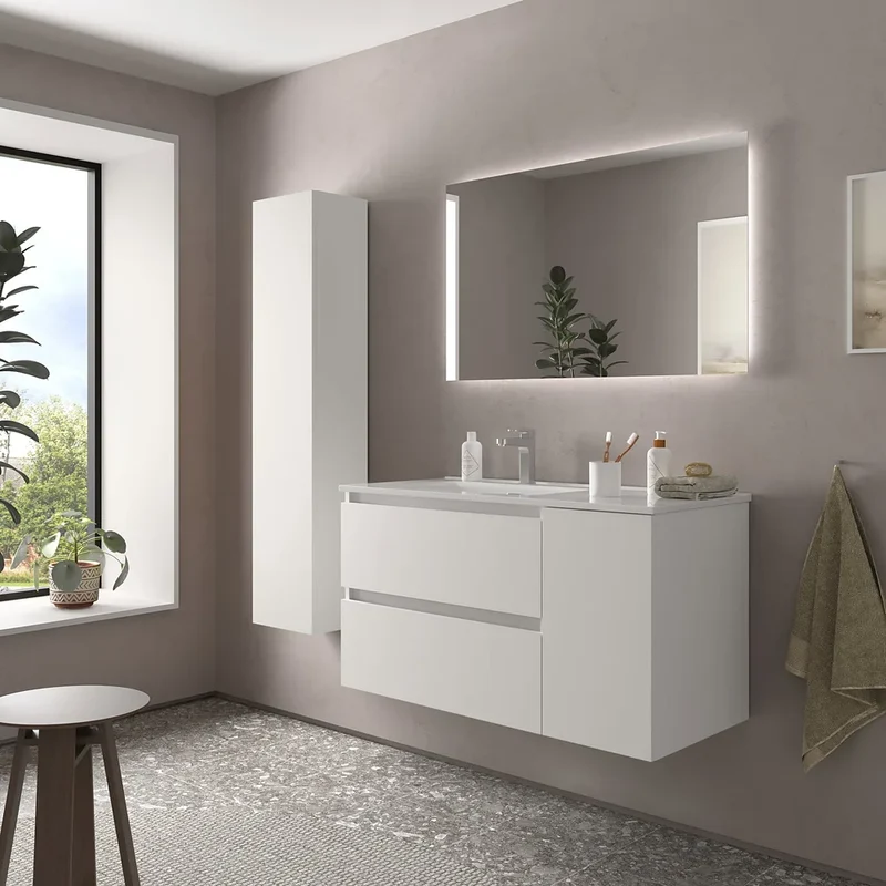 Mueble de Baño con Lavabo Salgar Bequia Plus 100 cm Blanco Mate