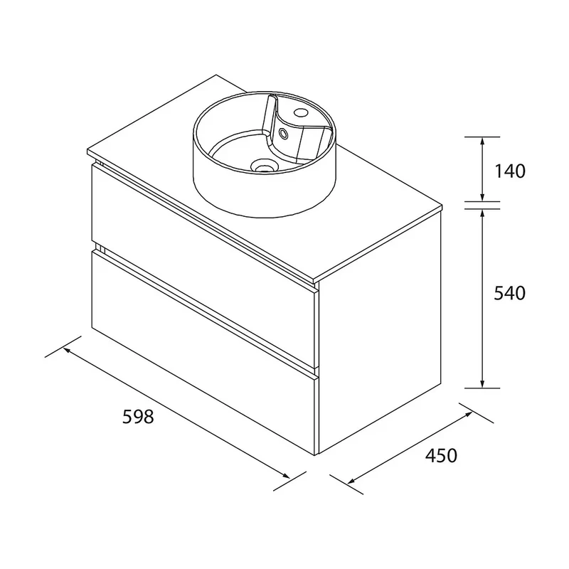 Mueble de Baño Lavabo sobre Encimera Salgar Bequia 60 cm