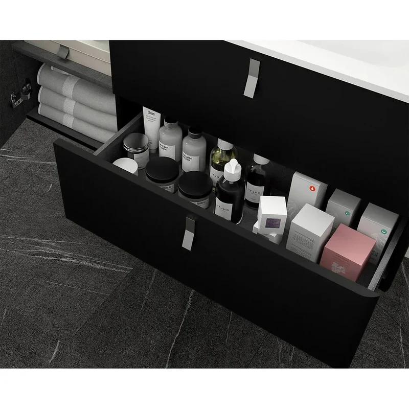 Mueble de Baño Lavabo sobre Encimera Salgar Uniiq 120 cm Negro Mate