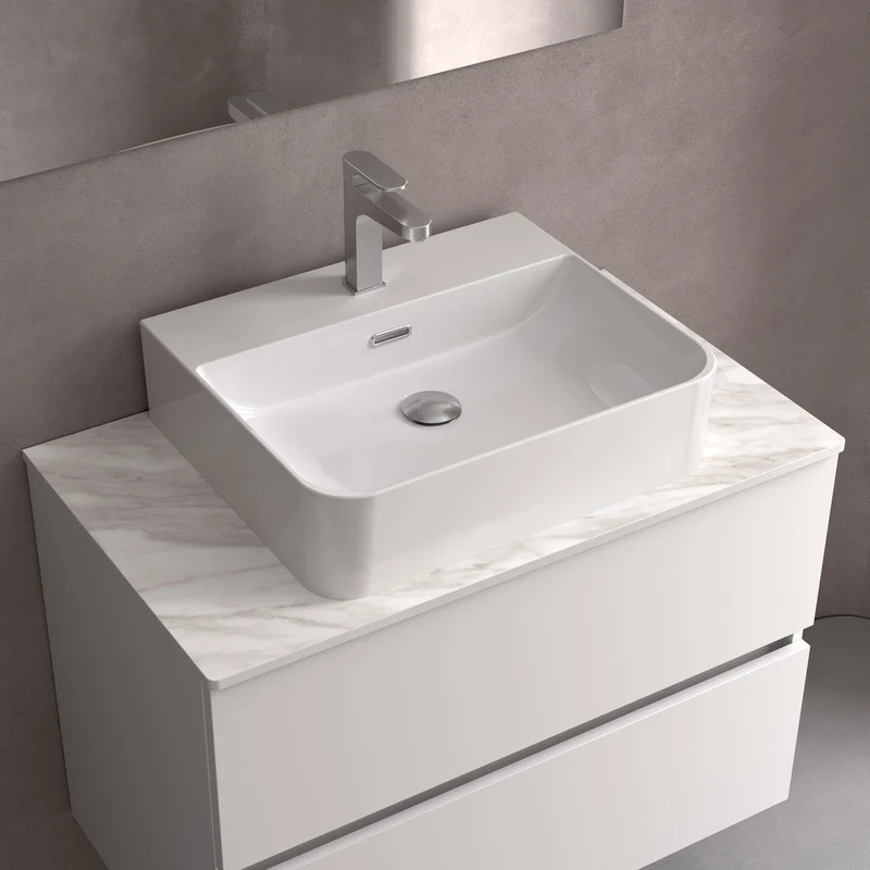 Lavabo de Posar TENTO, Porcelana Blanca de 420 y de 500 mm