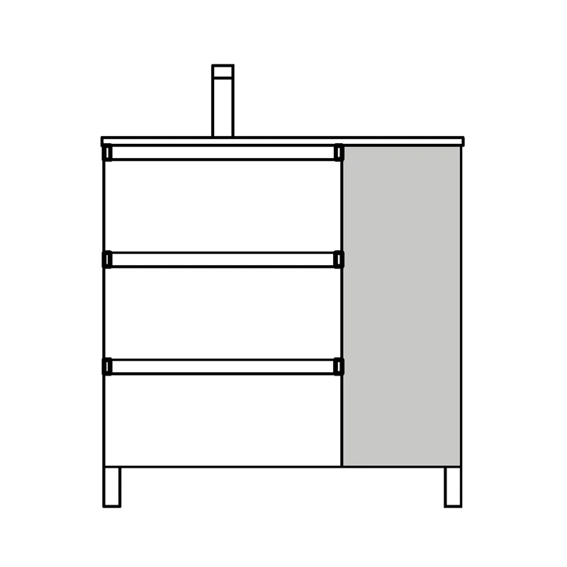 Coqueta, 1 Puerta Apertura Push para Mueble de 3 Cajones (300x810x450 mm)