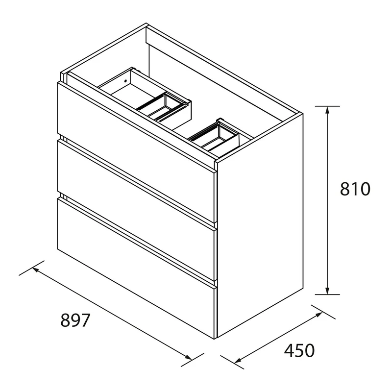 Mueble de 3 Cajones SPIRIT de Salgar. 12 Acabados de 60 a 100 cm