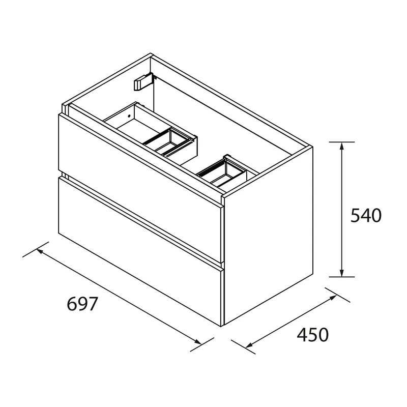 Mueble de baño SPIRIT de Salgar. 2 Cajones Metálicos de 60 a 120 cm