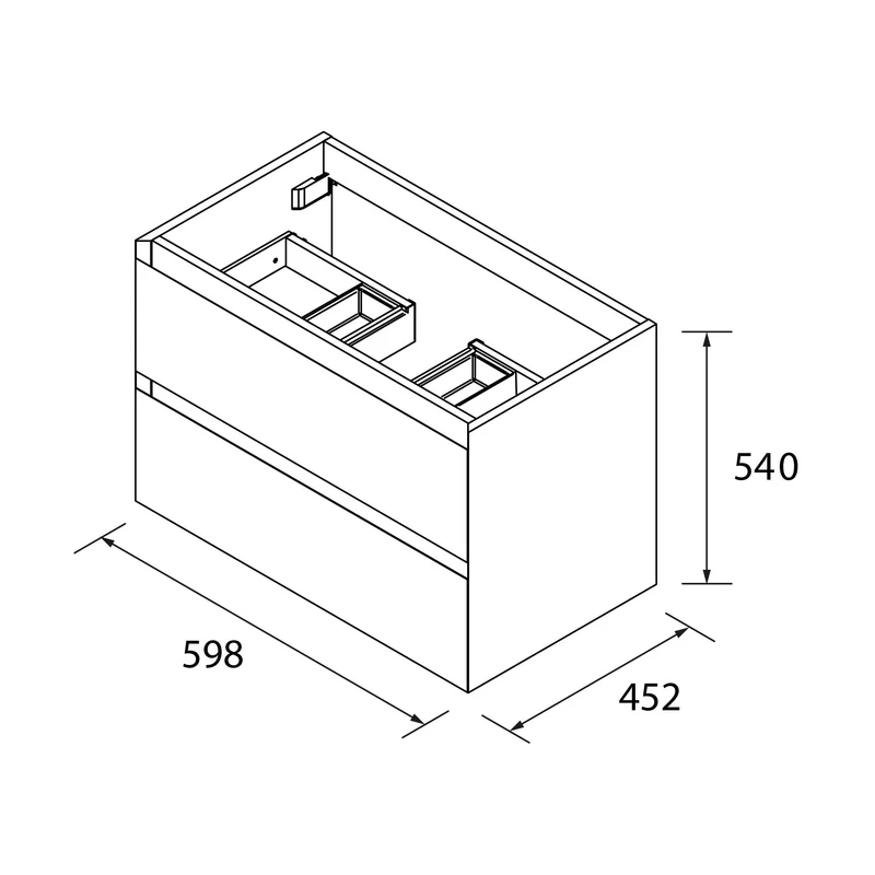 Mueble de baño MARA, 2 cajones de Salgar. Disponibles en 60, 80 y 100 cm.