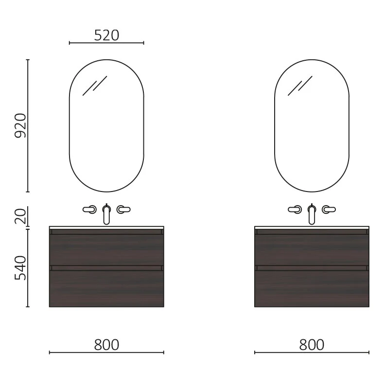 Conjunto MARA 80 cm, Eucalipto Oceanía de Salgar