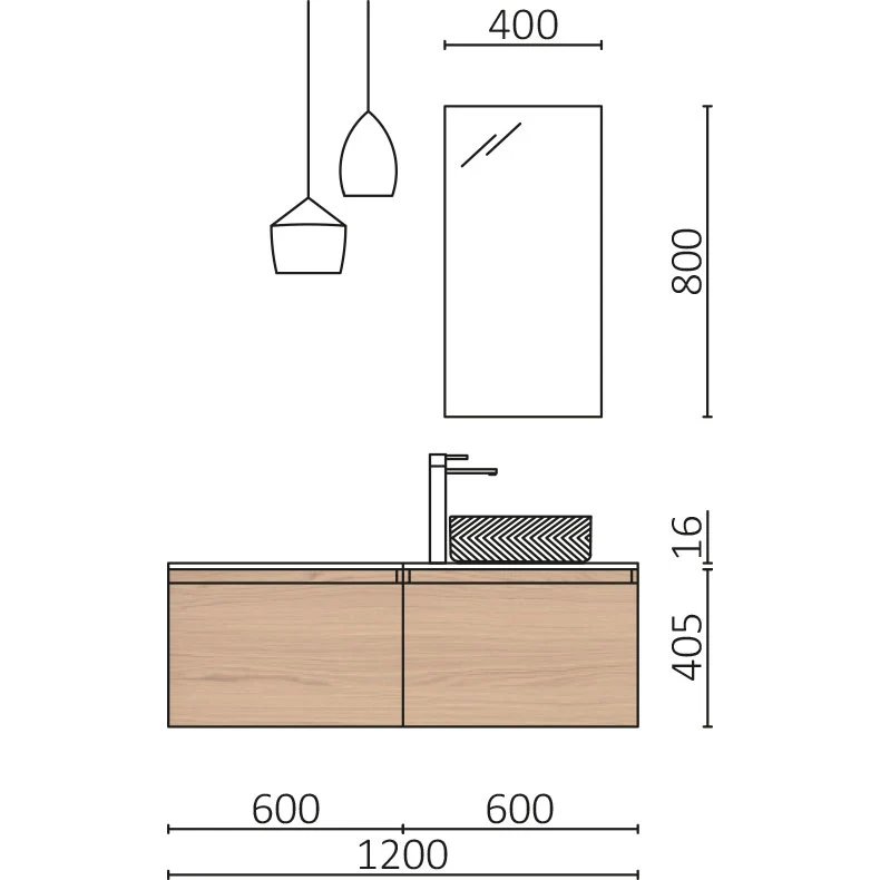 Conjunto MARA 120 cm, Roble Europeo de Salgar