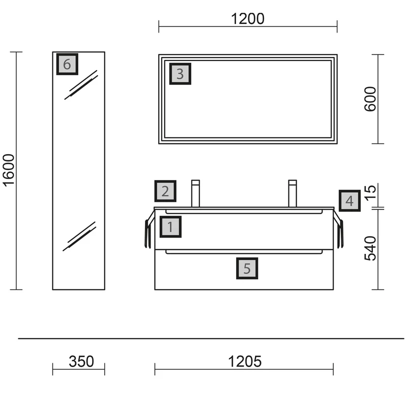 Conjunto MONTERREY 120 cm, Natural de Salgar
