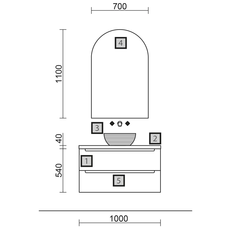 Conjunto MONTERREY 100 cm, Roble África de Salgar