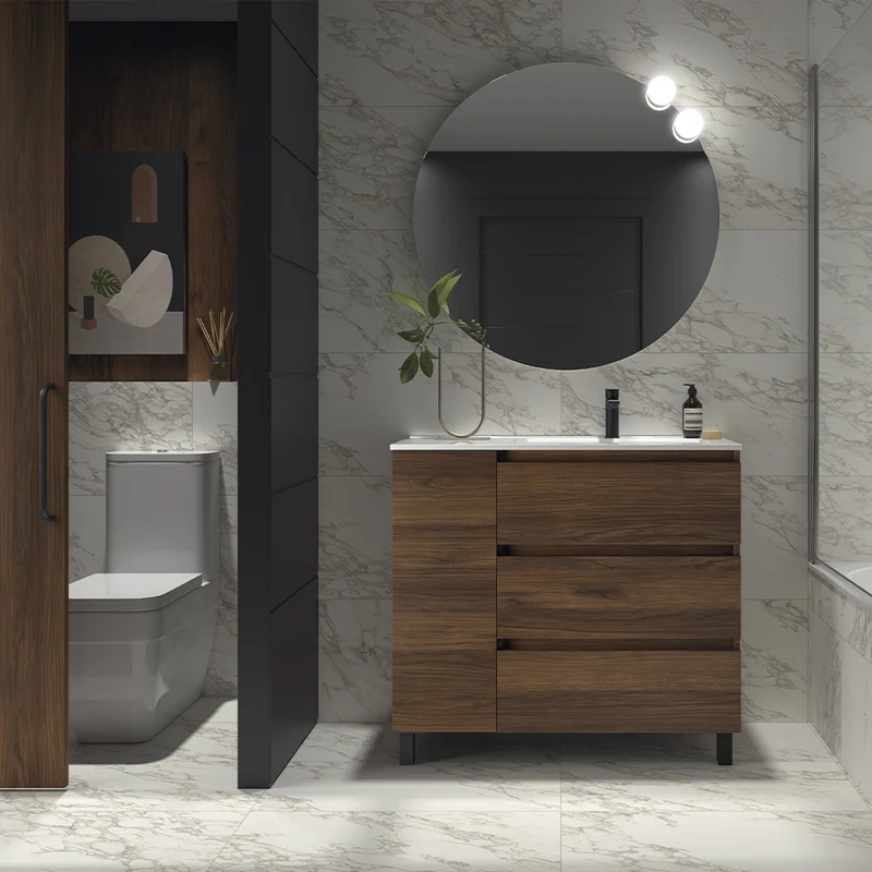 Conjunto Nogal Maya, 100 cm SPIRIT de Salgar – Elegancia Natural y Diseño Sofisticado