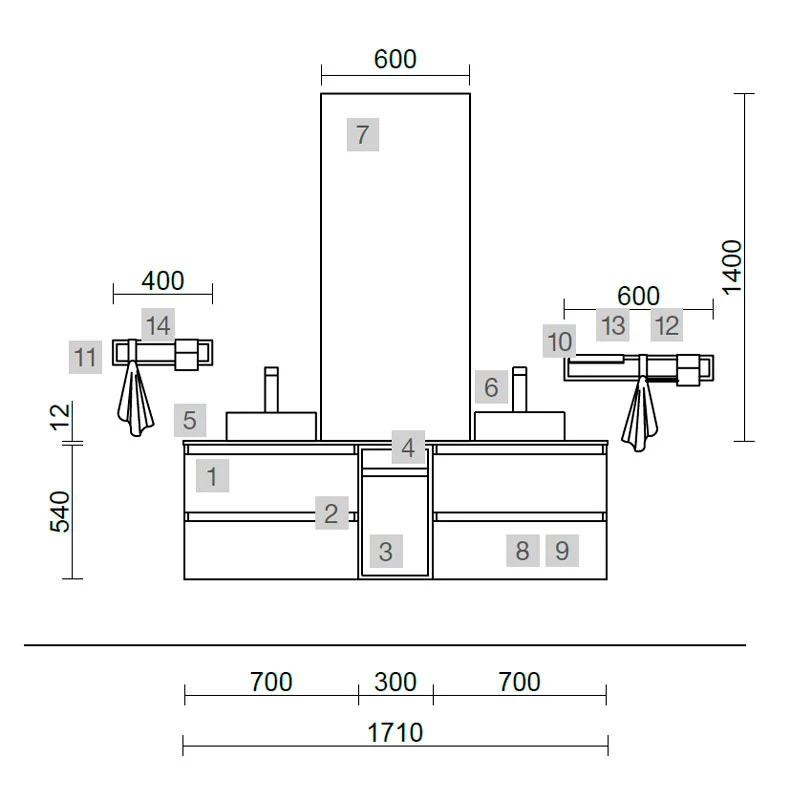 Conjunto SPIRIT 170 cm, Roble África de Salgar – Estilo Natural y Elegancia Moderna