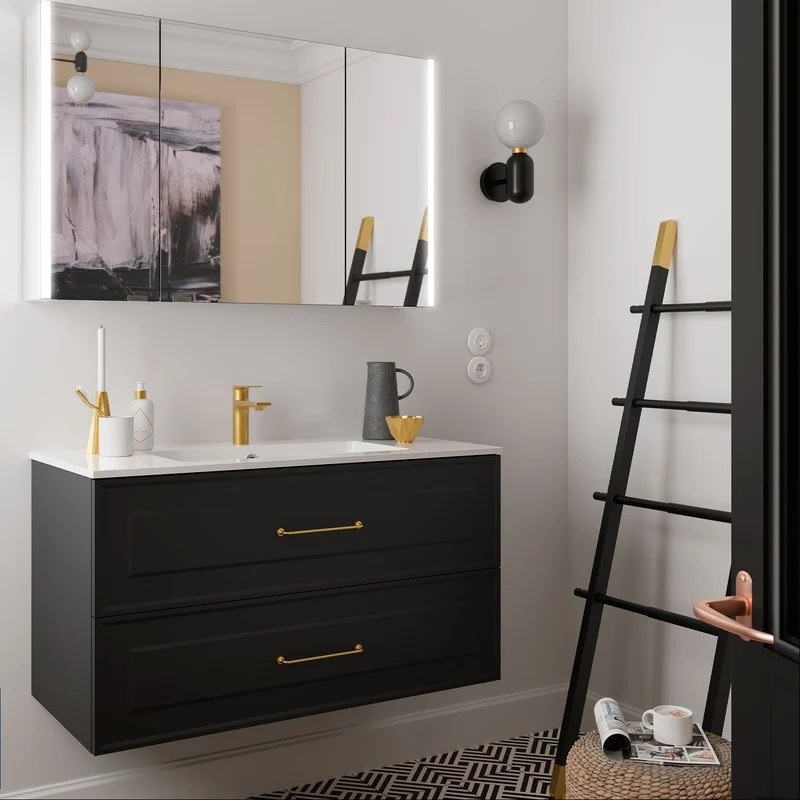 Mueble de baño RENOIR con 2 Cajones Metálicos de Salgar. 60, 80 y 100 cm