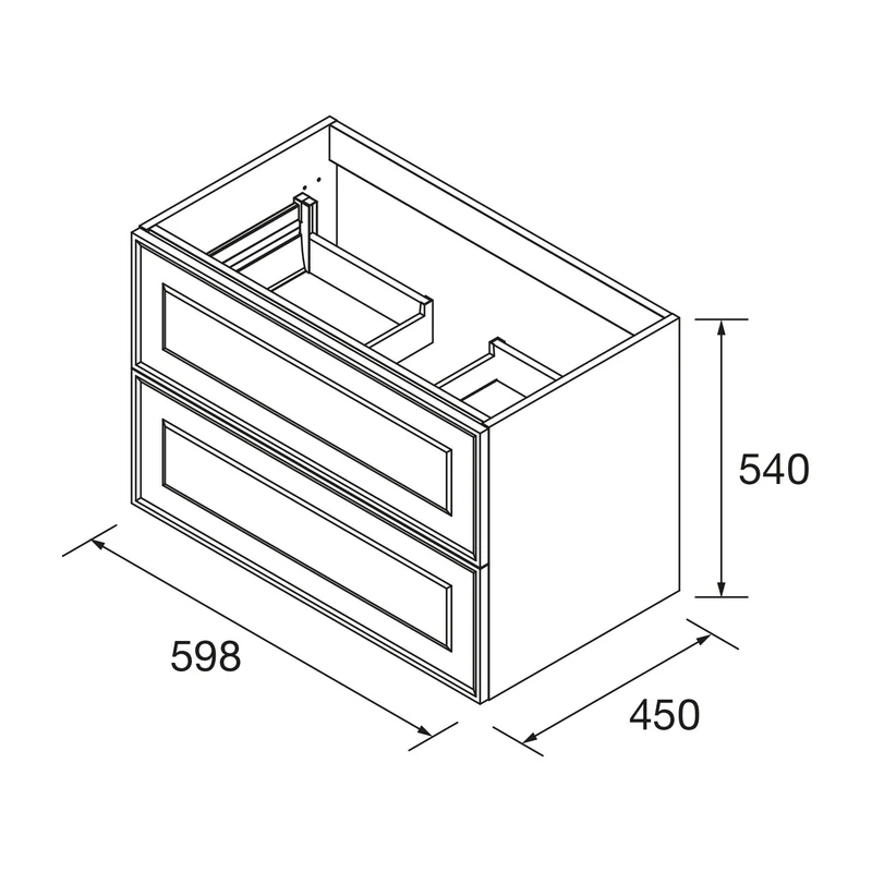 Mueble de baño RENOIR con 2 Cajones Metálicos de Salgar. 60, 80 y 100 cm