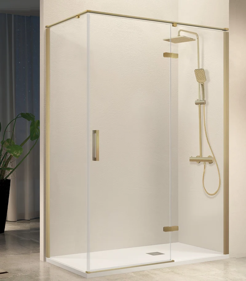 Mampara Angular Abatible NARDI NA408, Fijo con Puerta Abatible y Lateral Fijo