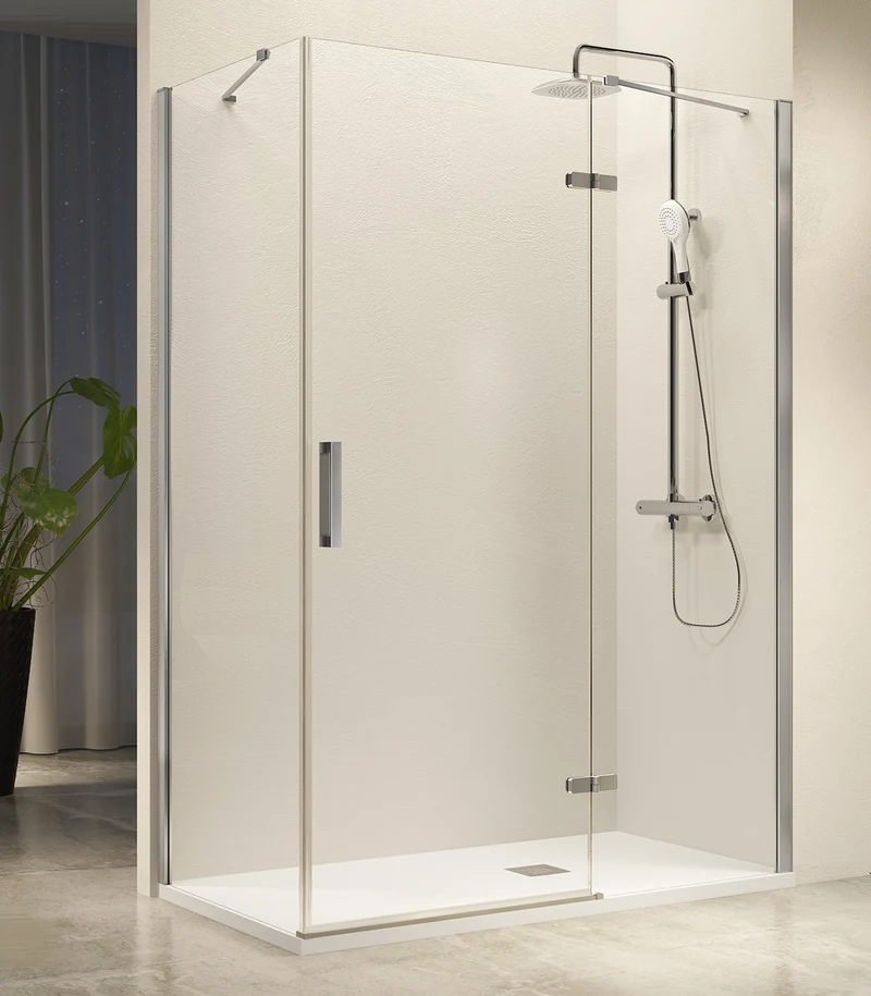 Mampara Angular Abatible NARDI NA408, Fijo con Puerta Abatible y Lateral Fijo