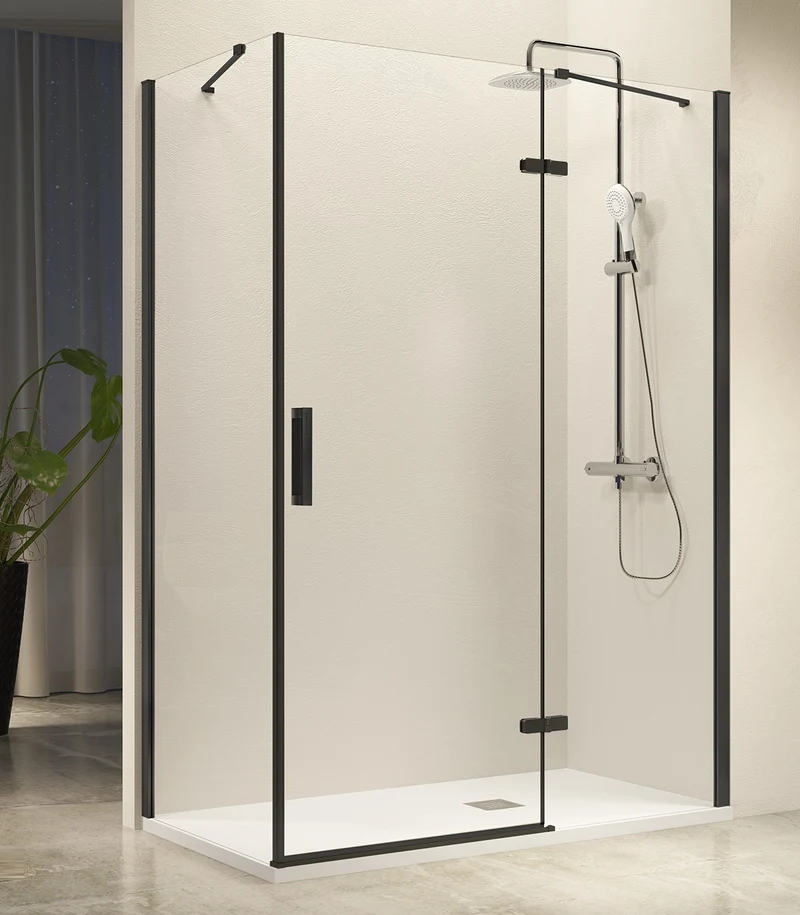Mampara Angular Abatible NARDI NA408, Fijo con Puerta Abatible y Lateral Fijo