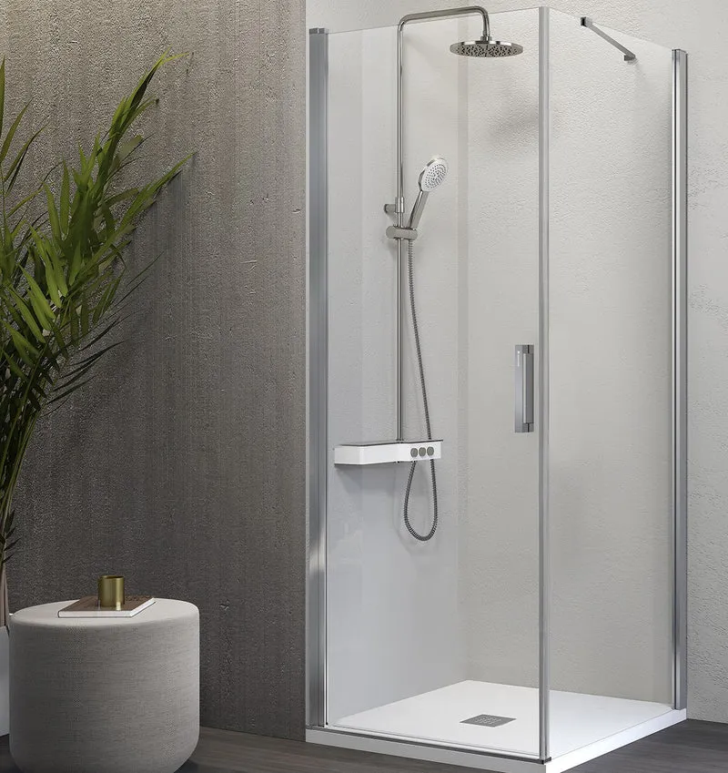 Mampara Angular Batiente NARDI 507, Puerta Abatible con Lateral Fijo | Ideal para Baños Pequeños