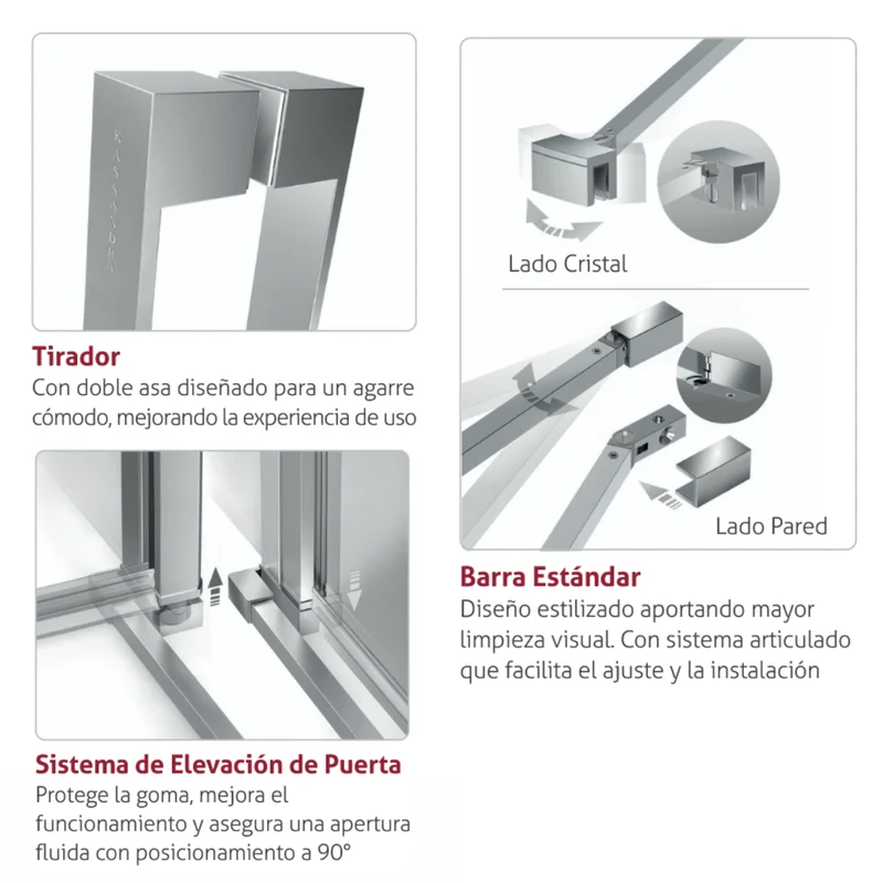 Mampara Angular Batiente NARDI 507, Puerta Abatible con Lateral Fijo | Ideal para Baños Pequeños
