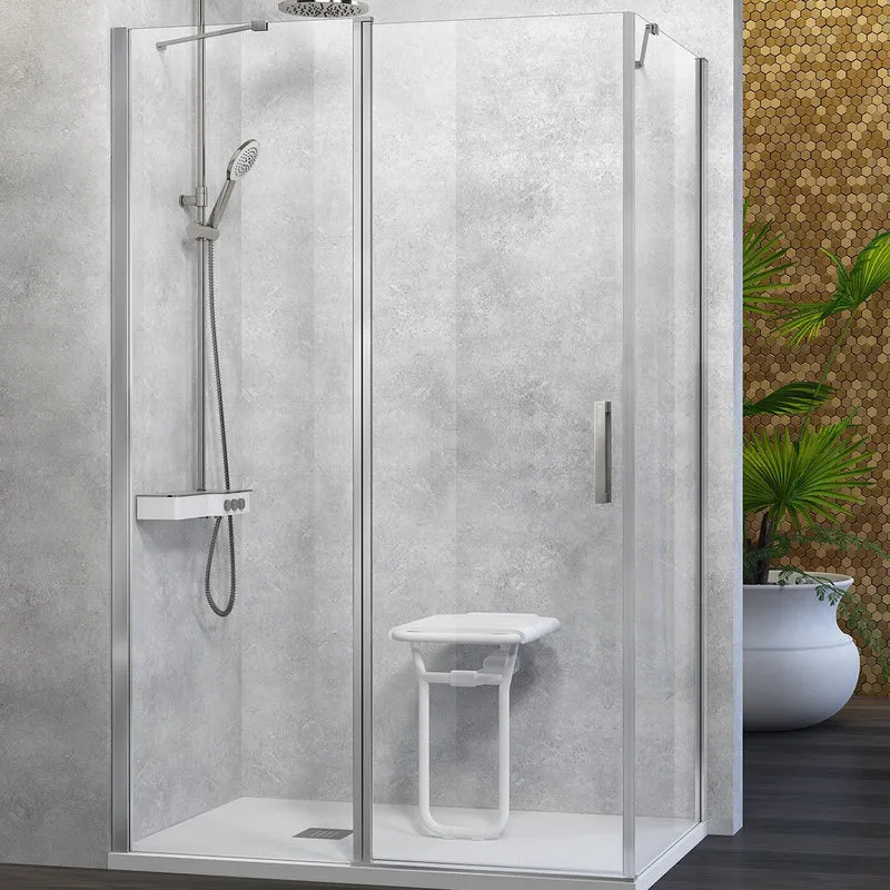 Mampara Angular Batiente NARDI 508 de Kassandra, Fijo con Puerta Abatible y Lateral Fijo