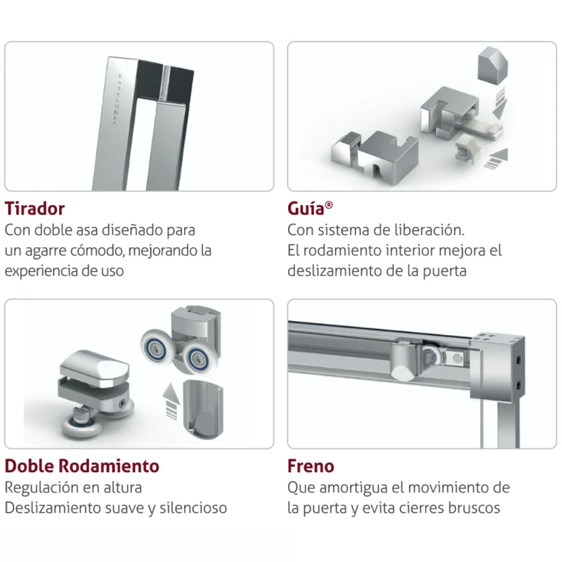 Mampara GLASE GS607, 2 Fijas con 2 Correderas, Apertura en Esquina