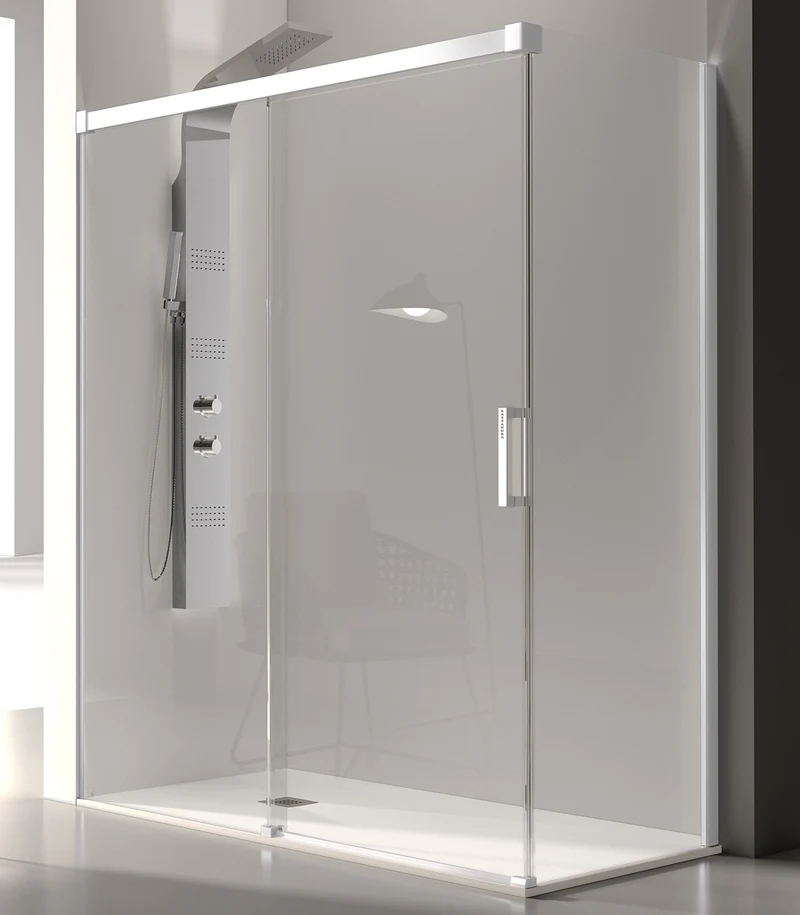 Mampara GLASÉ GS102 de Kassandra | Frontal fijo + Corredera con Opción de Lateral Fijo GS103
