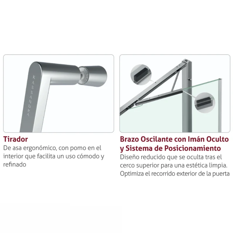 Mampara PRISMA 500, Abatible con Brazo Oscilante con Opción de Lateral Fijo PI303