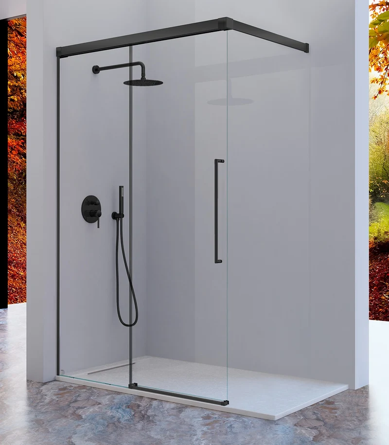 Mampara Walking PAVÍA AI108 | Frente Ducha Fijo + Puerta Corredera con Tirante