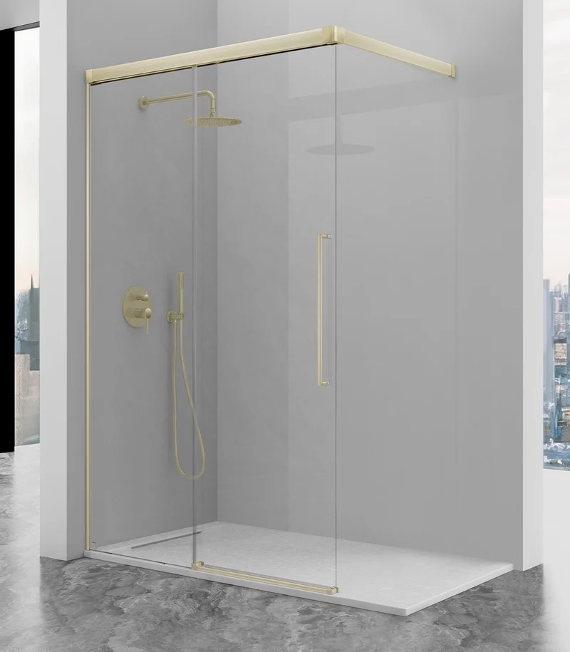 Mampara Walking PAVÍA AI108 | Frente Ducha Fijo + Puerta Corredera con Tirante